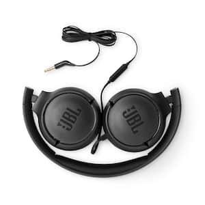 Motherland mindre lever JBL Tune 500 Wired On-Ear Headphones in Black JBLT500BLKAM - The Home Depot