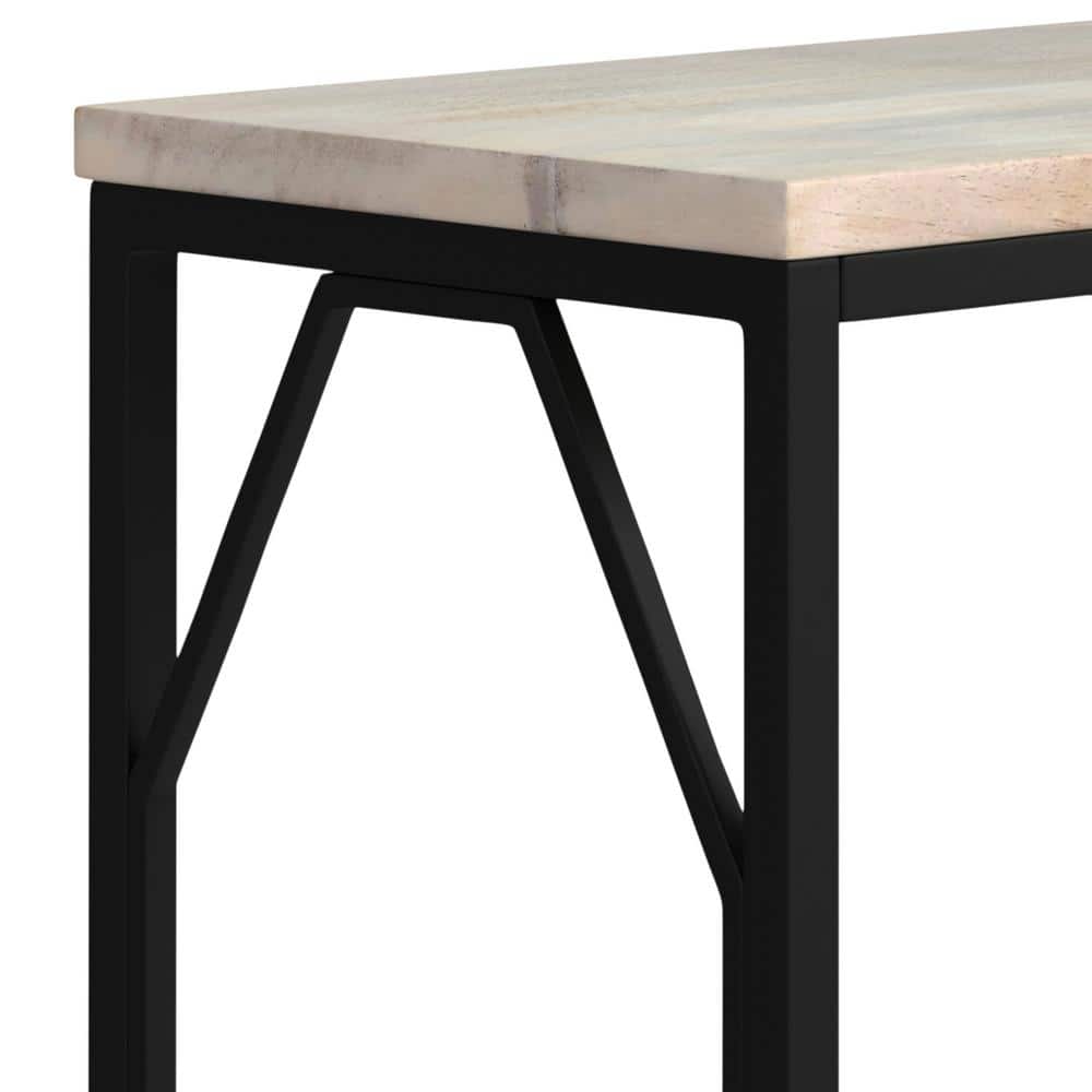 Selma 20" White Wash Wood and Black Metal Accent Table