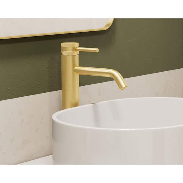 ANGELSEY Single Handle Vessel Sink Faucet with Pop-up Drain in Brushed Gold