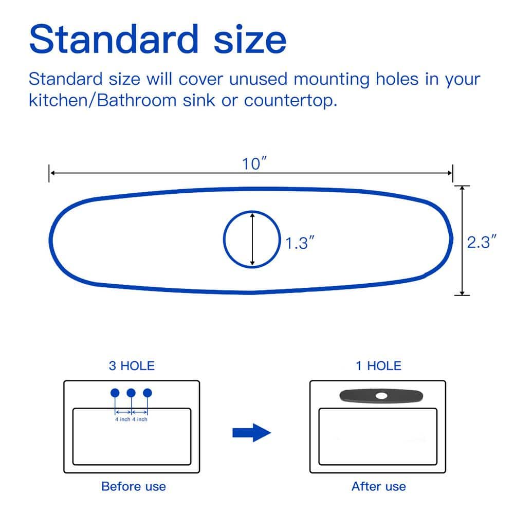 iVIGA VCC08B 10-Inch Escutcheon Hole Covers In Stainless Steel , Suitable For 1 Or 3-Hole Bathroom Or Kitchen Sink Faucets