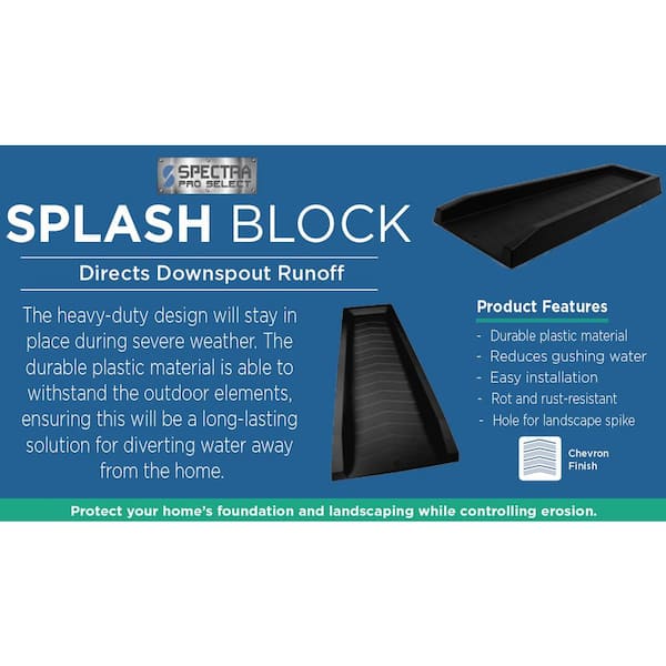 Spectra Pro Select 24 in. Black Vinyl Splash Block SBLOCKRTBK