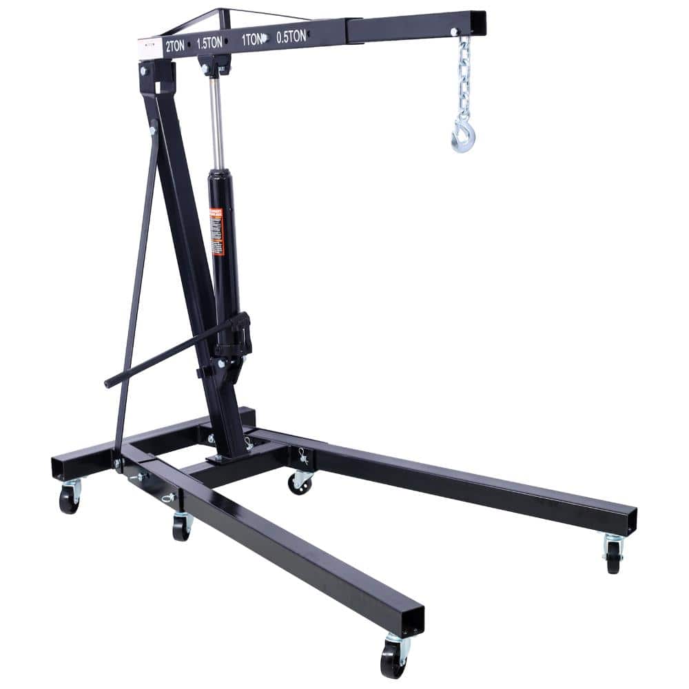 2 Ton Folding Engine Hoist Cherry Picker Shop Crane Hoist Lift, Heavy Duty Steel with 6 Iron Caster Wheels (Black) price history on PriceWatchPro