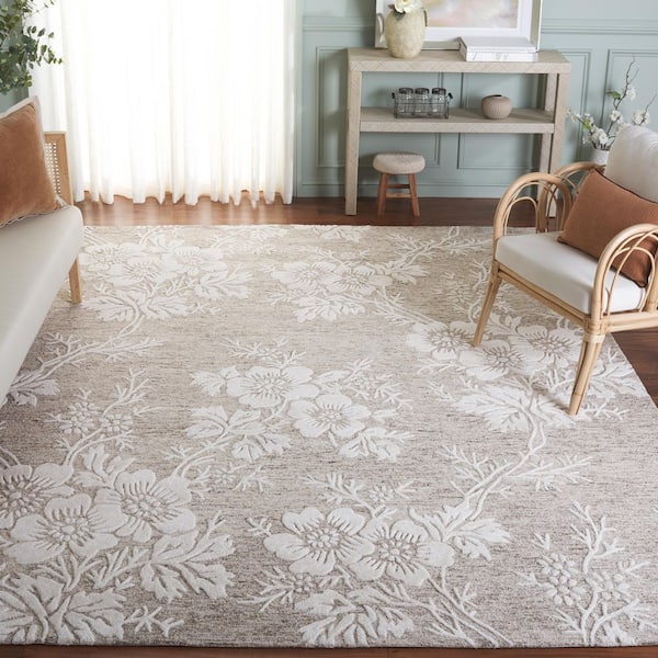 Glamour 6 ft. x 9 ft. Brown/Ivory Floral Area Rug