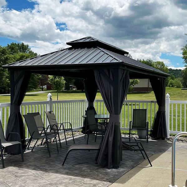 Patio34 PURPLE LEAF 10 ft. x 14 ft. Gray Aluminum Hardtop Gazebo