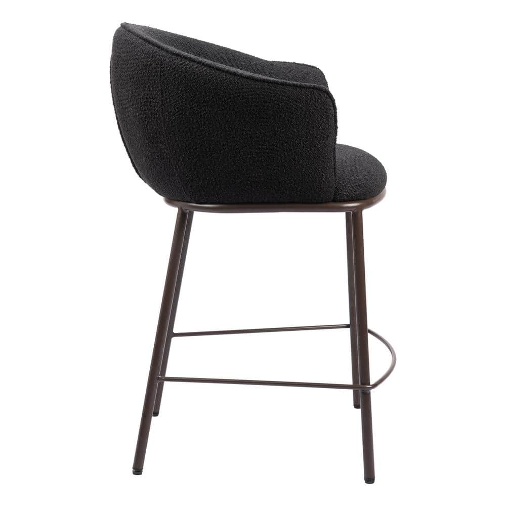 Essen Black Teddy Fabric and Bronze Counter Stool