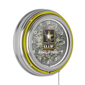 United States Army Yellow Digital Camo Lighted Analog Neon Clock