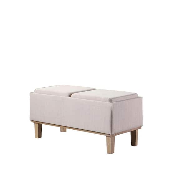 ORE International 17 in. Cream Seat Flip Storage Bench with Unfinished Legs