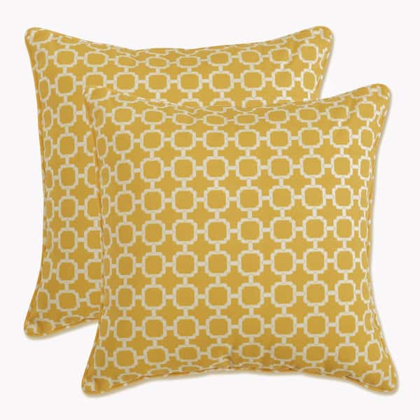 Pillow Perfect Yellow Square Outdoor Square Throw Pillow 2-Pack