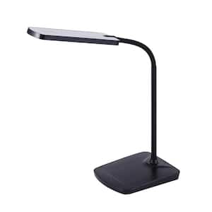 16-1/2 in. Black Adjustable Silicone Neck Dimmable LED Desk Lamp with USB Charging Port and Touch-Sensitive