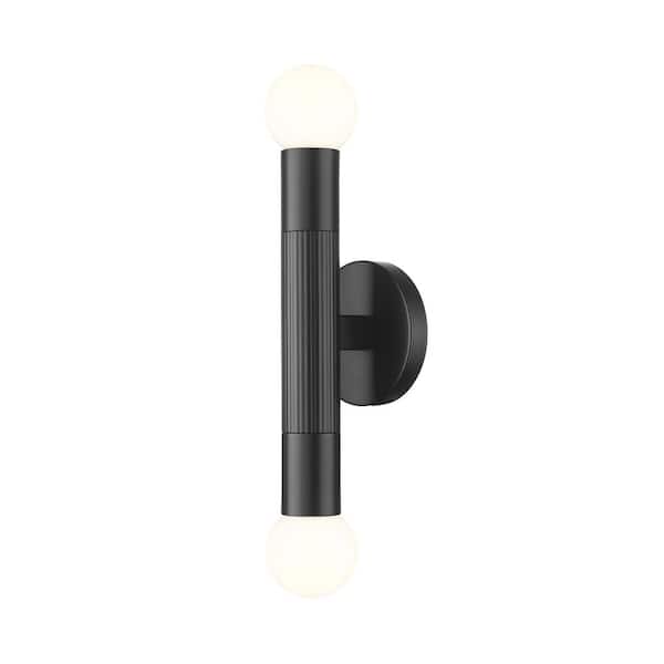 Stari 2-Light Matte Black Wall Sconce with No Shade