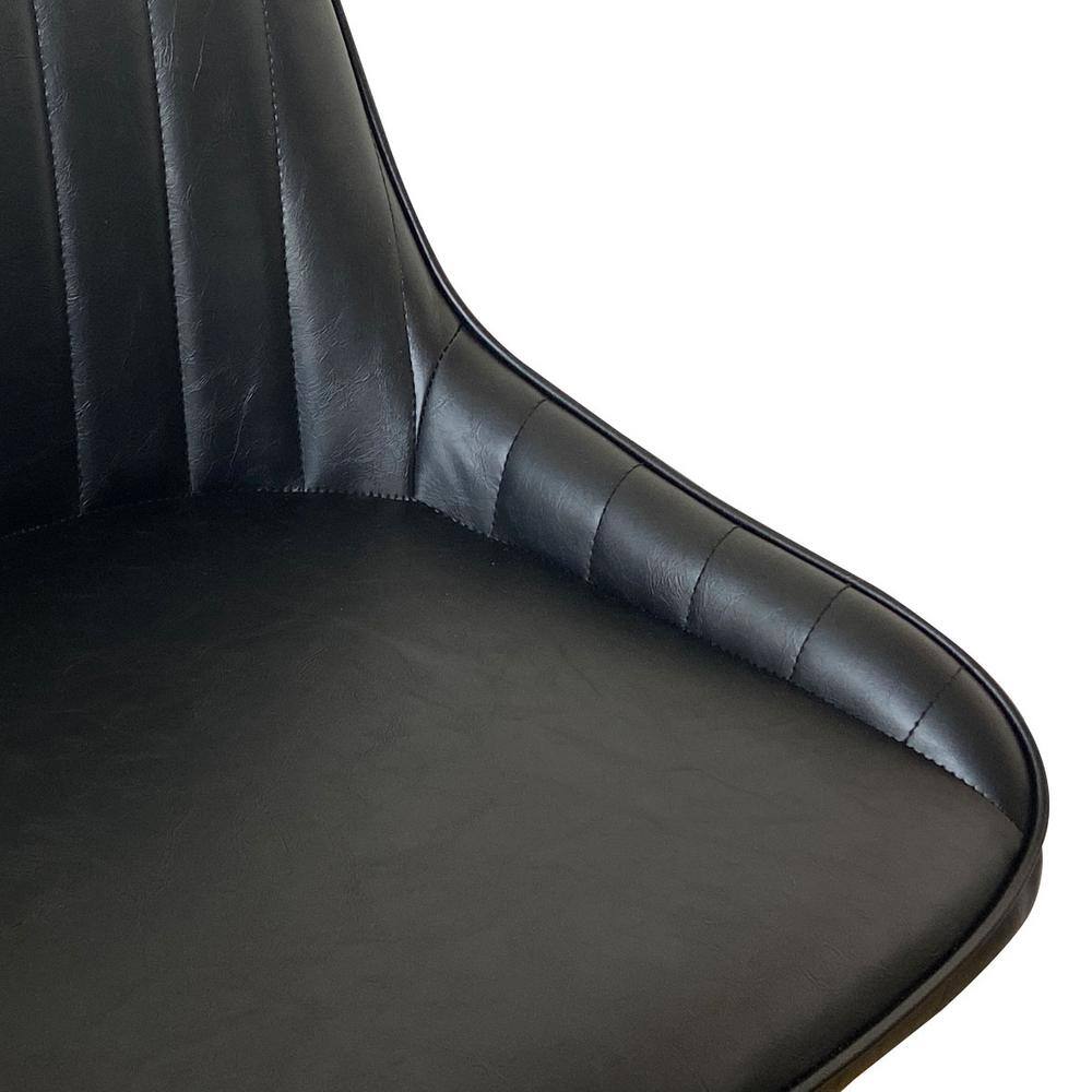 Boston Black Faux Leather Upholstered Side Chair Set with Metal Legs