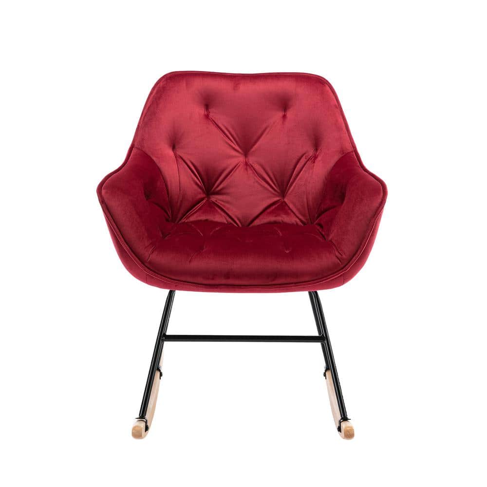 Comfortable Red Velvet Rocker Accent Chair