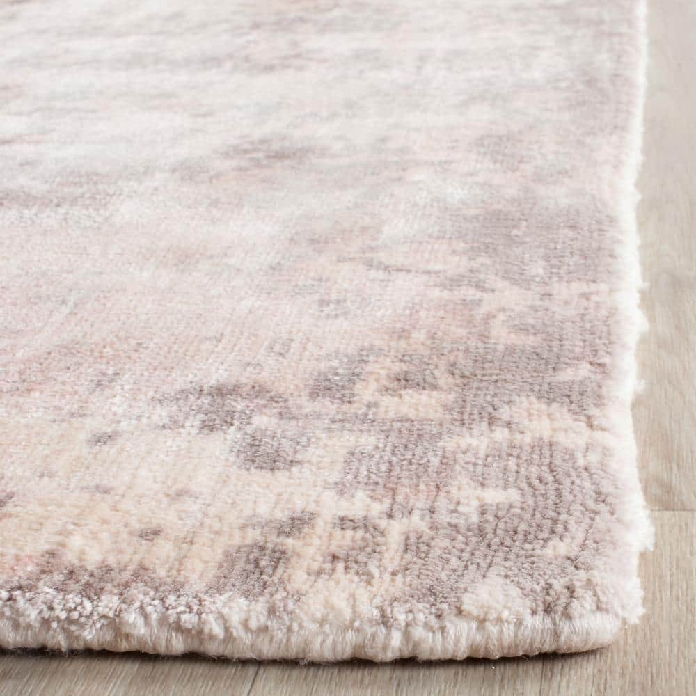 Mirage Pink and Gray Hand-Knotted Wool Viscose Area Rug 8' x 10'