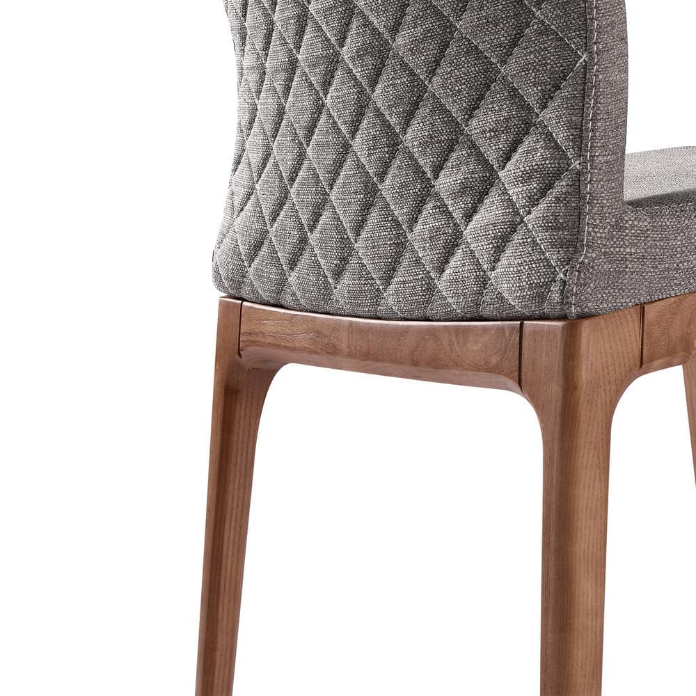 Parker 19'' Gray Fabric and Walnut Wood Mid-Century Side Chair