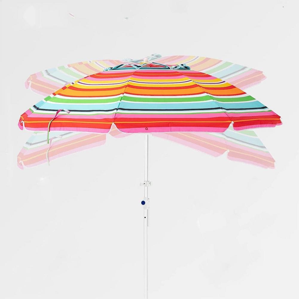 6.5 ft. Beach Umbrella Portable Outdoor Patio Sun Shelter in. Red and Orang