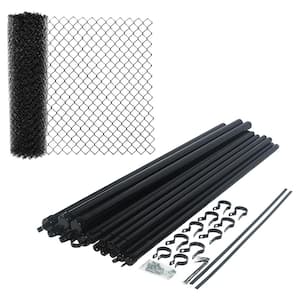 Galvanized Steel Chain Link Fence - Complete Kit - 4x50 ft. - 9.5 AW Gauge - Black