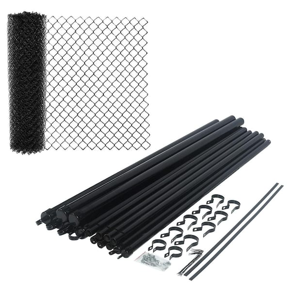 ALEKO Galvanized Steel Chain Link Fence - Complete Kit - 4x50 ft. - 9.5 AW Gauge - Black