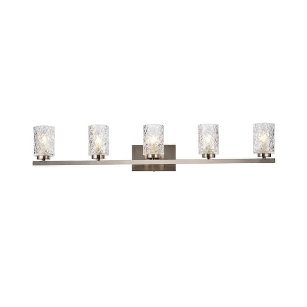 Unbranded Home Living 41.5 in. 5-Light Satin Nickel Vanity Light with Glass Shade