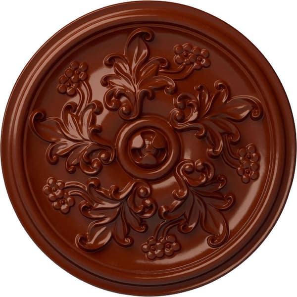Ekena Millwork 14-1/2 in. x 2-3/4 in. Katheryn Urethane Ceiling Medallion (Fits Canopies upto 2-1/8 in.), Hand-Painted Firebrick