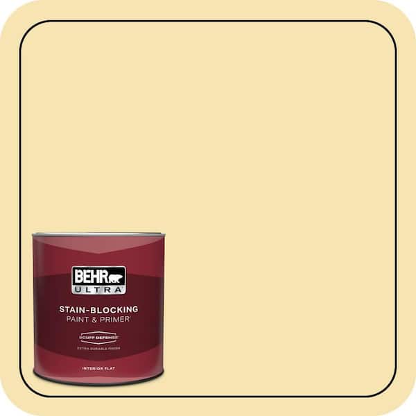BEHR ULTRA 1 qt. #370C-3 Sweet Corn Extra Durable Flat Interior Paint & Primer