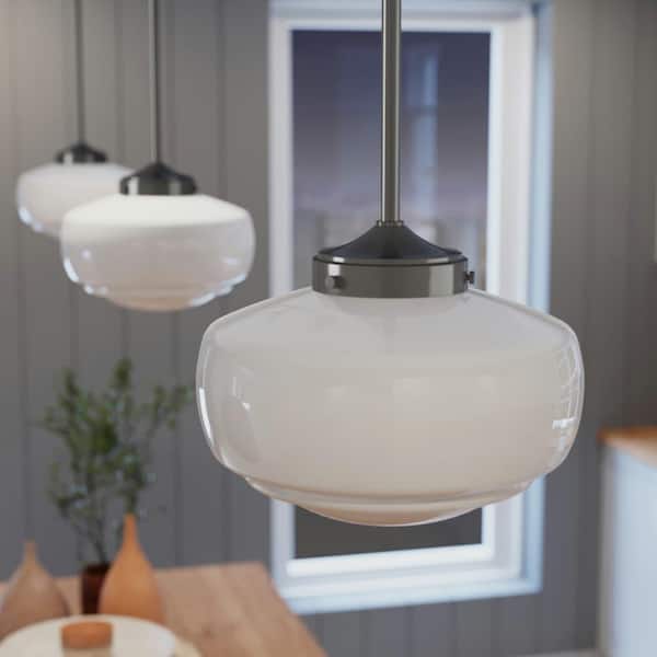 Hunter Saddle Creek 1 Light Noble Bronze Mini Pendant with Frosted Glass Shade Kitchen Light