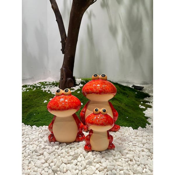 OGETFUUR 3-Set Frog Garden Decor, Funny Cute Ceramic Frog Garden