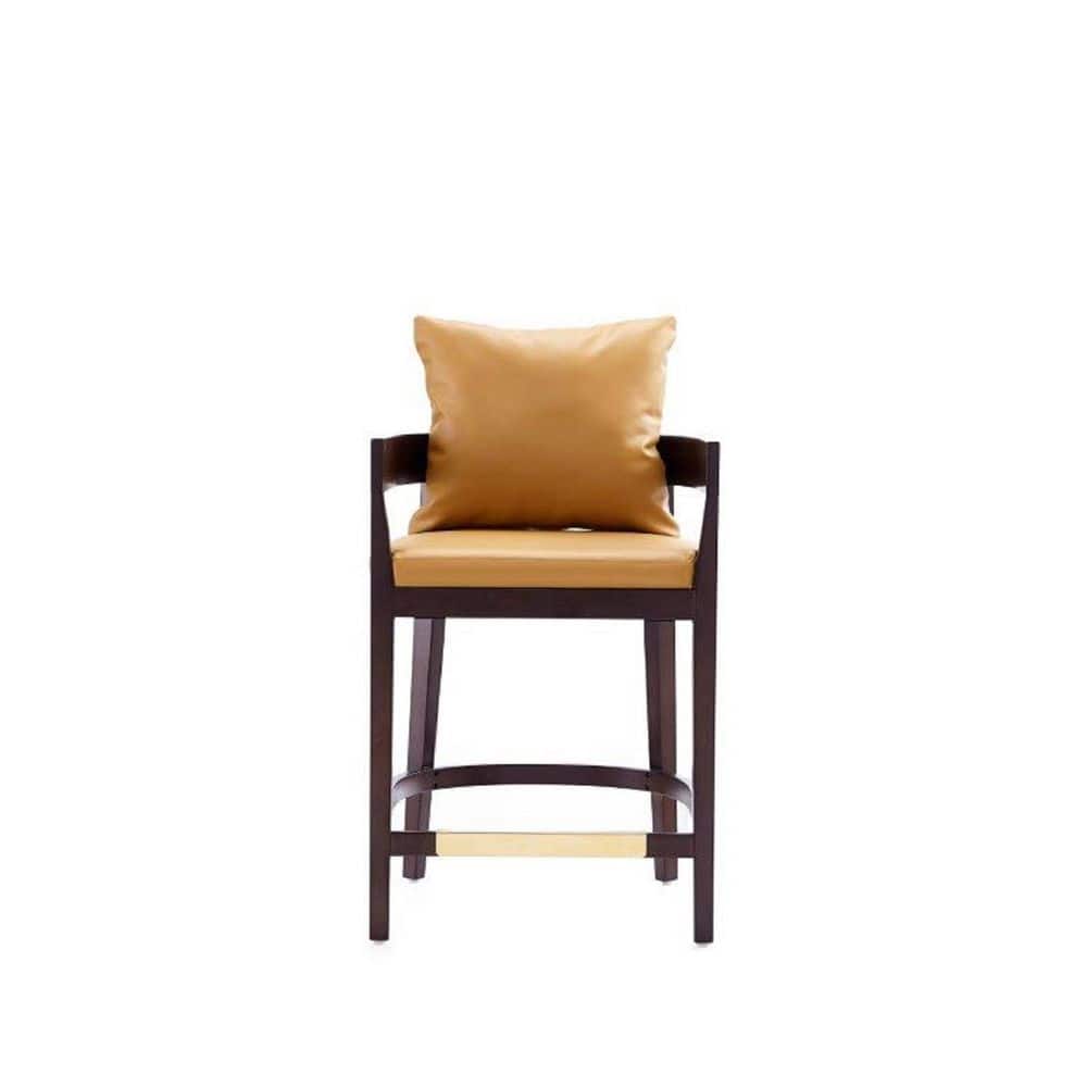 Ritz Camel Leatherette 34" Dark Walnut Beech Wood Counter Stool