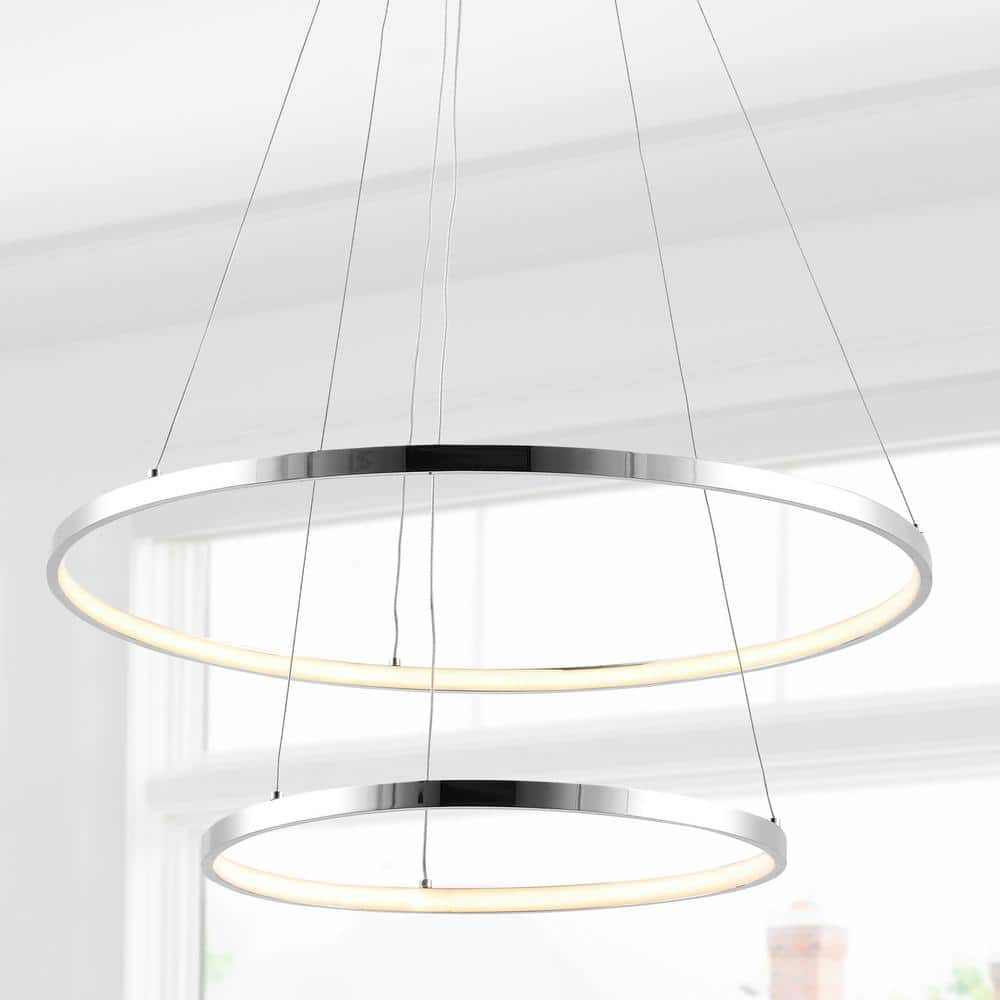 Brice Minimalistic Chrome Double Hoop LED Pendant