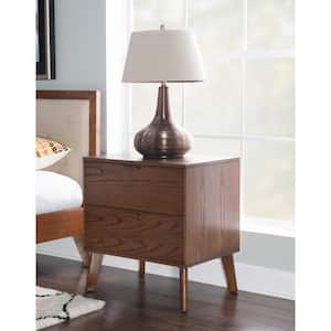 William 2-Drawer Medium Brown Nightstand 27 in. H x 25.25 in. W x 18.5 in. D