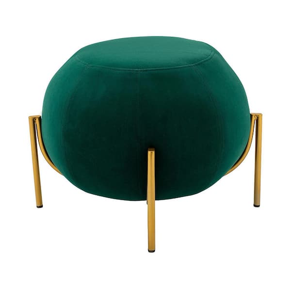 Unbranded Green Velvet Storage Ottoman with Metal Legs