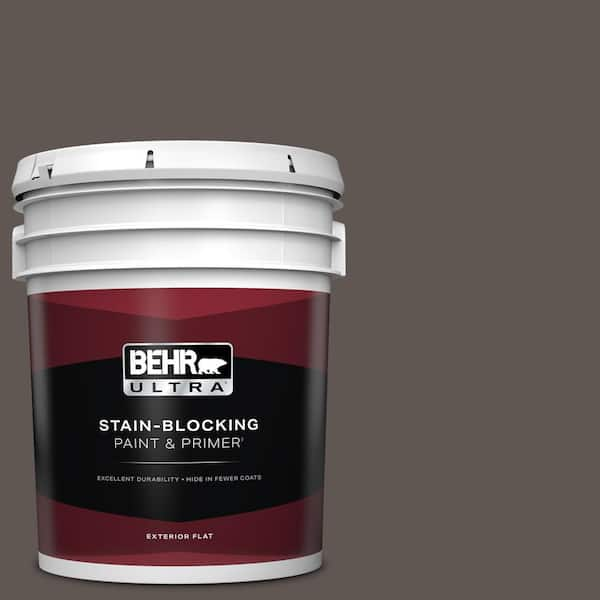 BEHR ULTRA 5 gal. #N140-7 Timber Brown Flat Exterior Paint & Primer