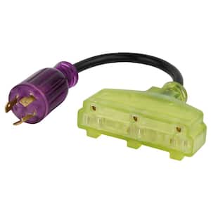 Color Connect 12/3 SJTW 120-Volt 1 ft. L 20 Amp Splitter Generator Extension Cord