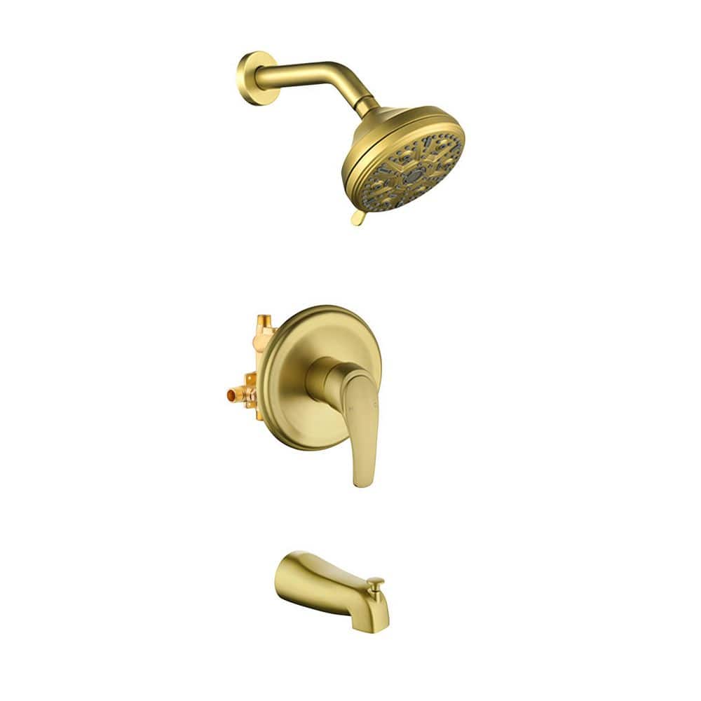 Rain Single Handle 10-Spray Tub Shower Faucet 1.8 GPM with Pressure Balance in Brushed Gold (Valve Included) price history on PriceWatchPro