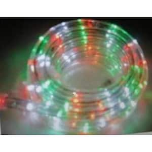 Outdoor/Indoor 18 ft. 120-Volt Line Voltage Red White & Green Integrated LED Rope Light Flexible Holiday Lights w/Remote