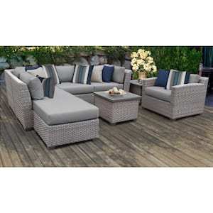 Florence 8-Piece Outdoor Wicker Patio Conversation Set with Gray Cushions