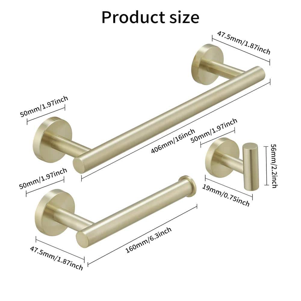 Brushed Gold 24-Inch Metal Bathroom Hardware Set