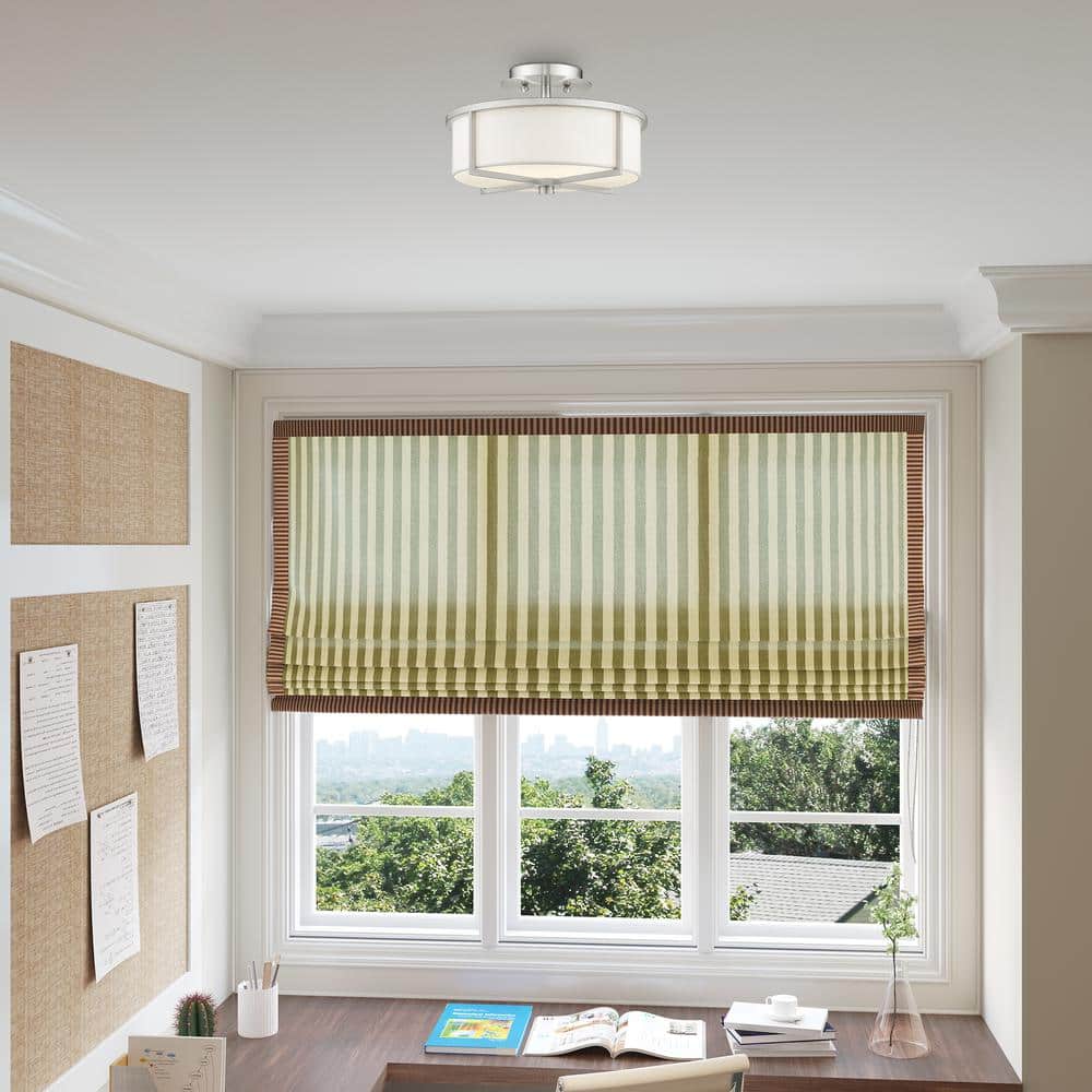 Wesley Brushed Nickel 2-Light Semi-Flush Drum Ceiling Fixture