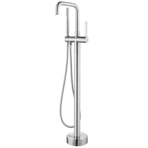 Delara Single-Handle Freestanding Tub Faucet with Hand Shower in Brushed Nickel