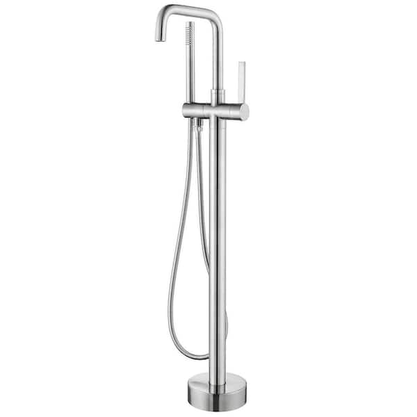 ROSWELL Delara Single-Handle Freestanding Tub Faucet with Hand Shower in Brushed Nickel