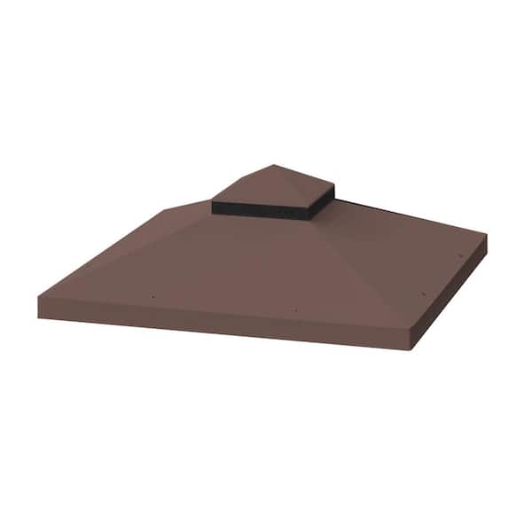 Unbranded 10 ft. x 10 ft. Outdoor Patio Gazebo Double Layer Replacement Canopy, Roof Cover Only (without Frame)Coffee