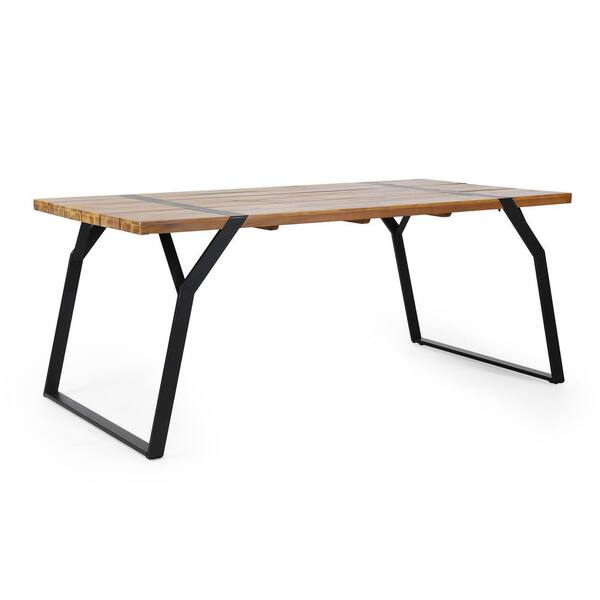 70.75 in. x 35.5 in. x 29.5 in. Black Metal Outdoor Dining Table with ...