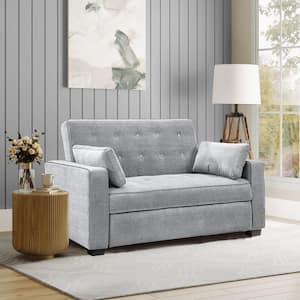 Augustus 72.6 in. Light Grey Polyester Queen Size Sofa Bed