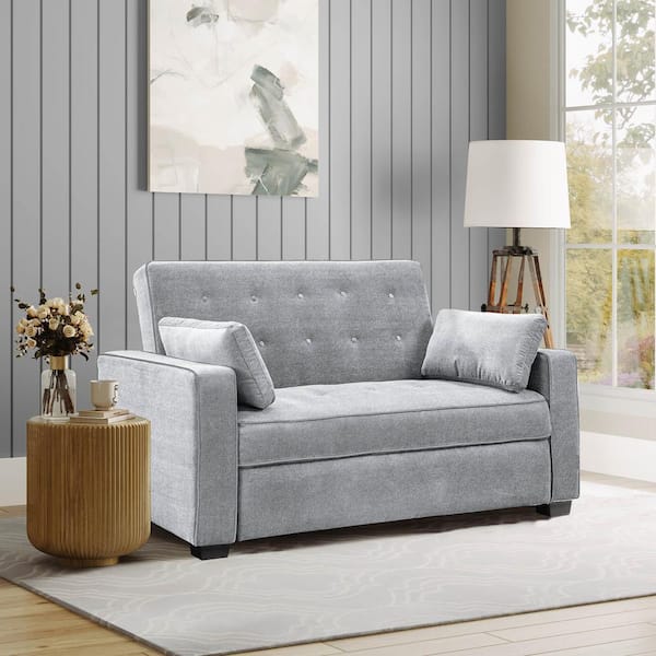 Serta Augustus 72.6 in. Light Grey Polyester Queen Size Sofa Bed