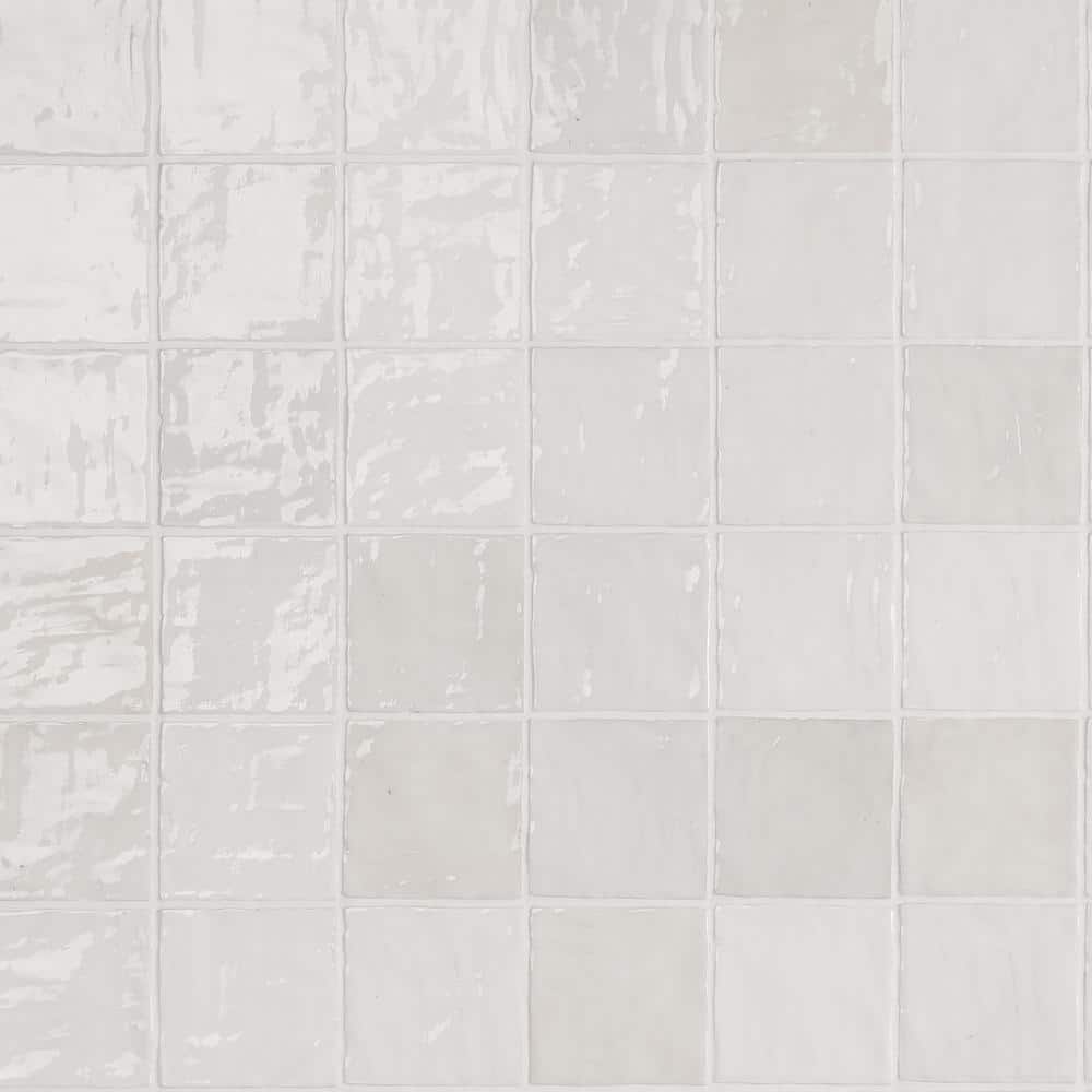 Kingston White 4" x 4" Glossy Ceramic Wall Tile