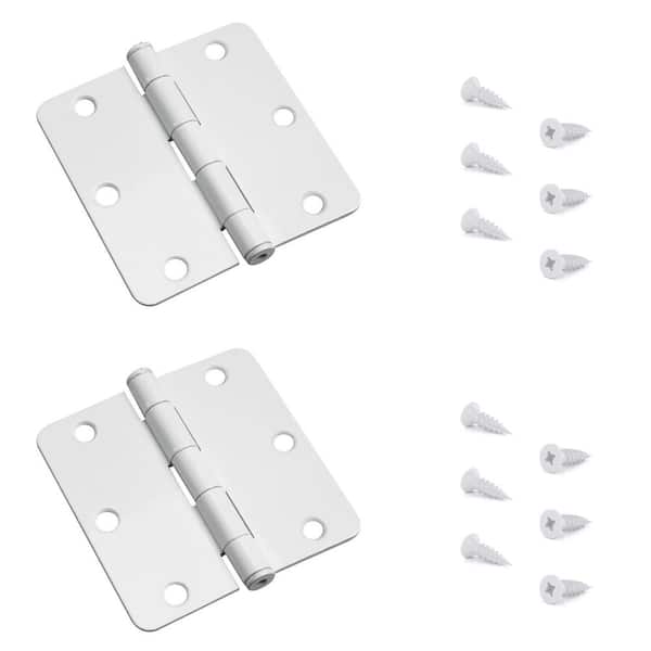 3-1/2 in. x 3-1/2 in. White Full Mortise Butt Hinge with Removable Pin (2-Pack)
