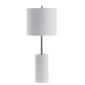 Aksel 25.5 in. White/Chrome Marble LED Table Lamp