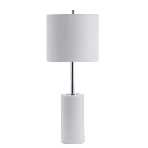 Aksel 25.5 in. White/Chrome Marble LED Table Lamp