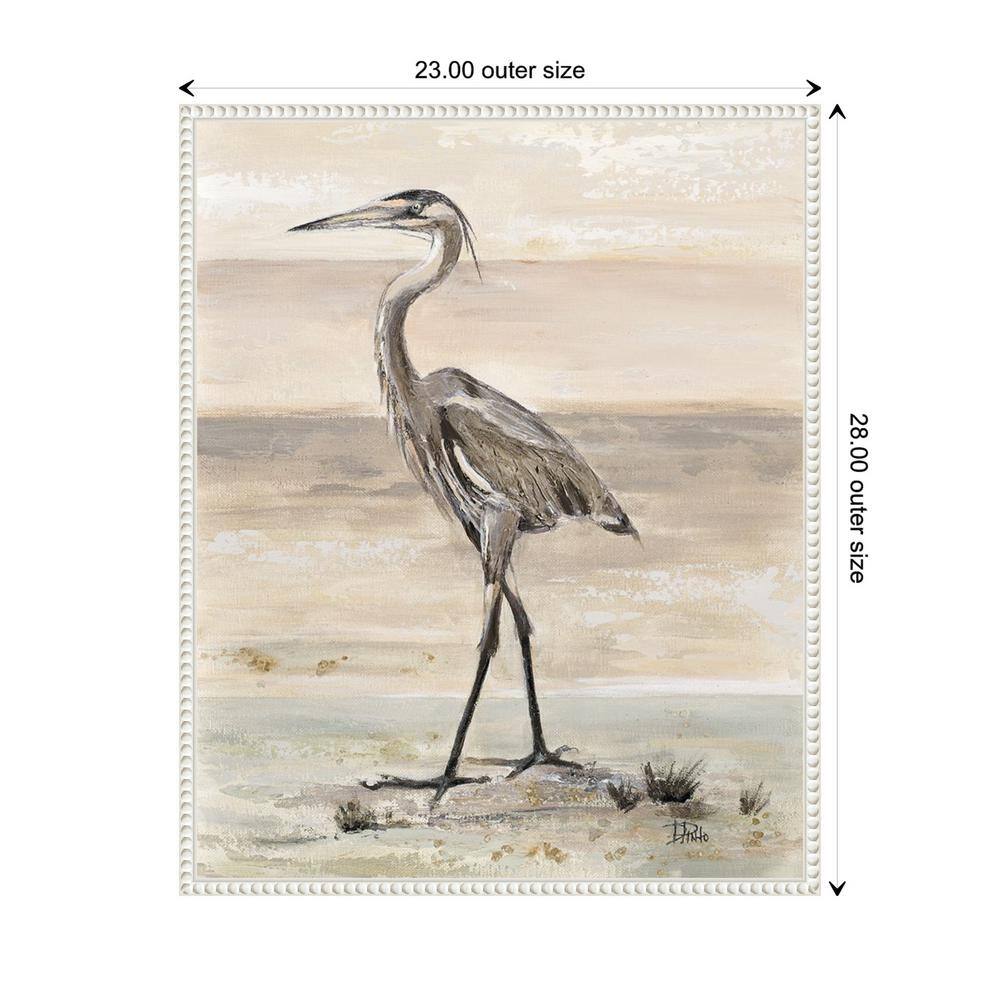 Graceful Egret Beaded Framed Canvas Wall Art