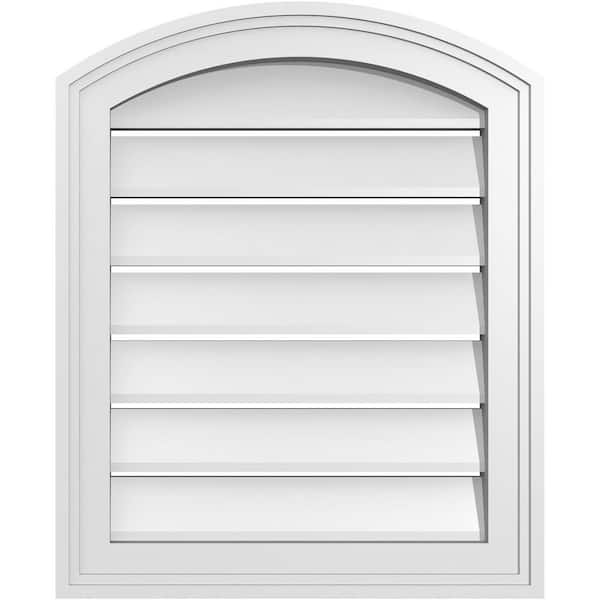 Ekena Millwork 18" x 20" Arch Top Surface Mount PVC Gable Vent: Non-Functional with Brickmould Frame