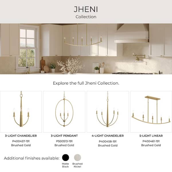 Progress Lighting Jheni 5-Light Brushed Gold Linear Transitional